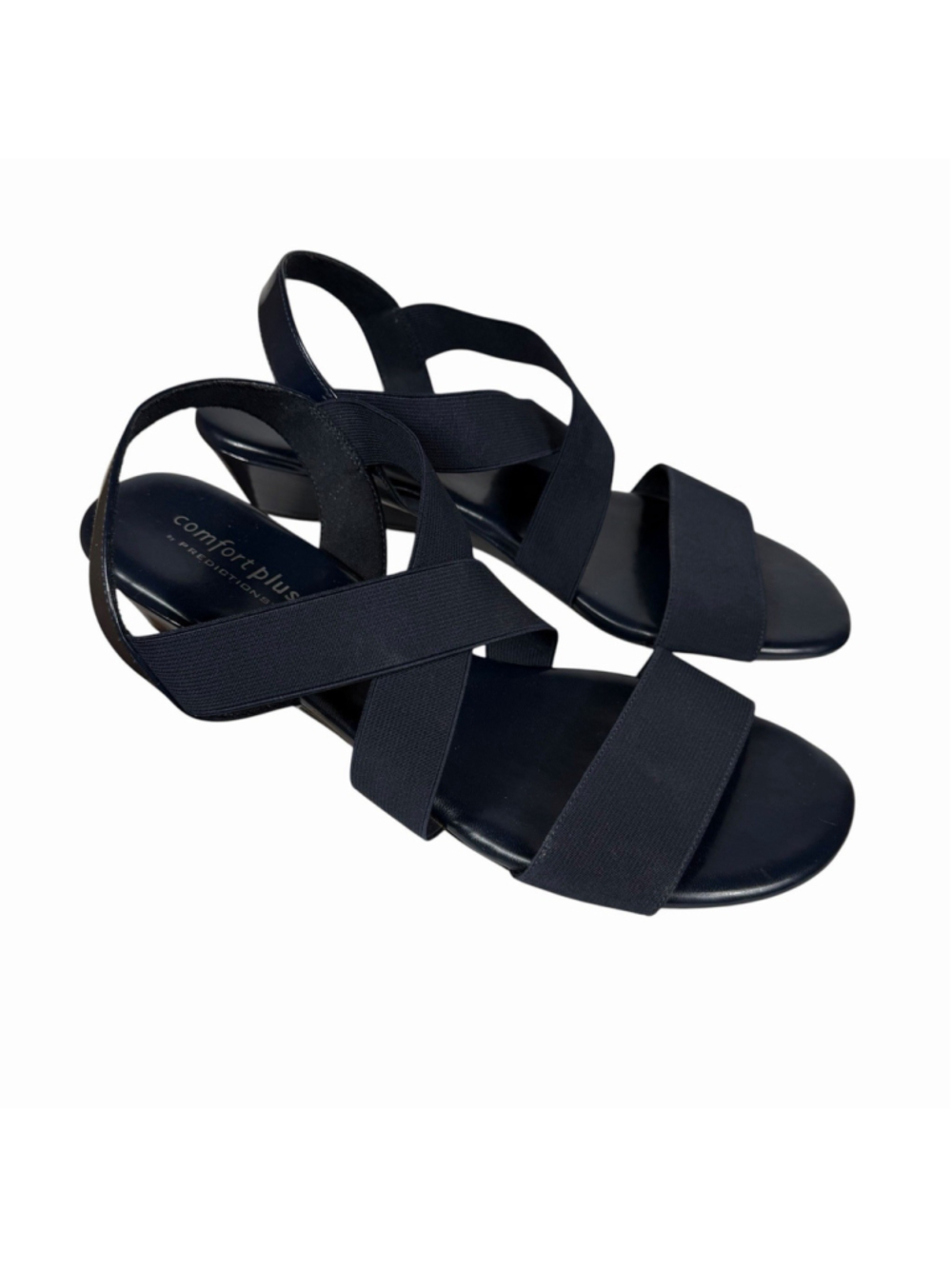 Comfort Plus Sandals Blue Stretchy Cross Straps Blue Causal Dress Slip On Size13